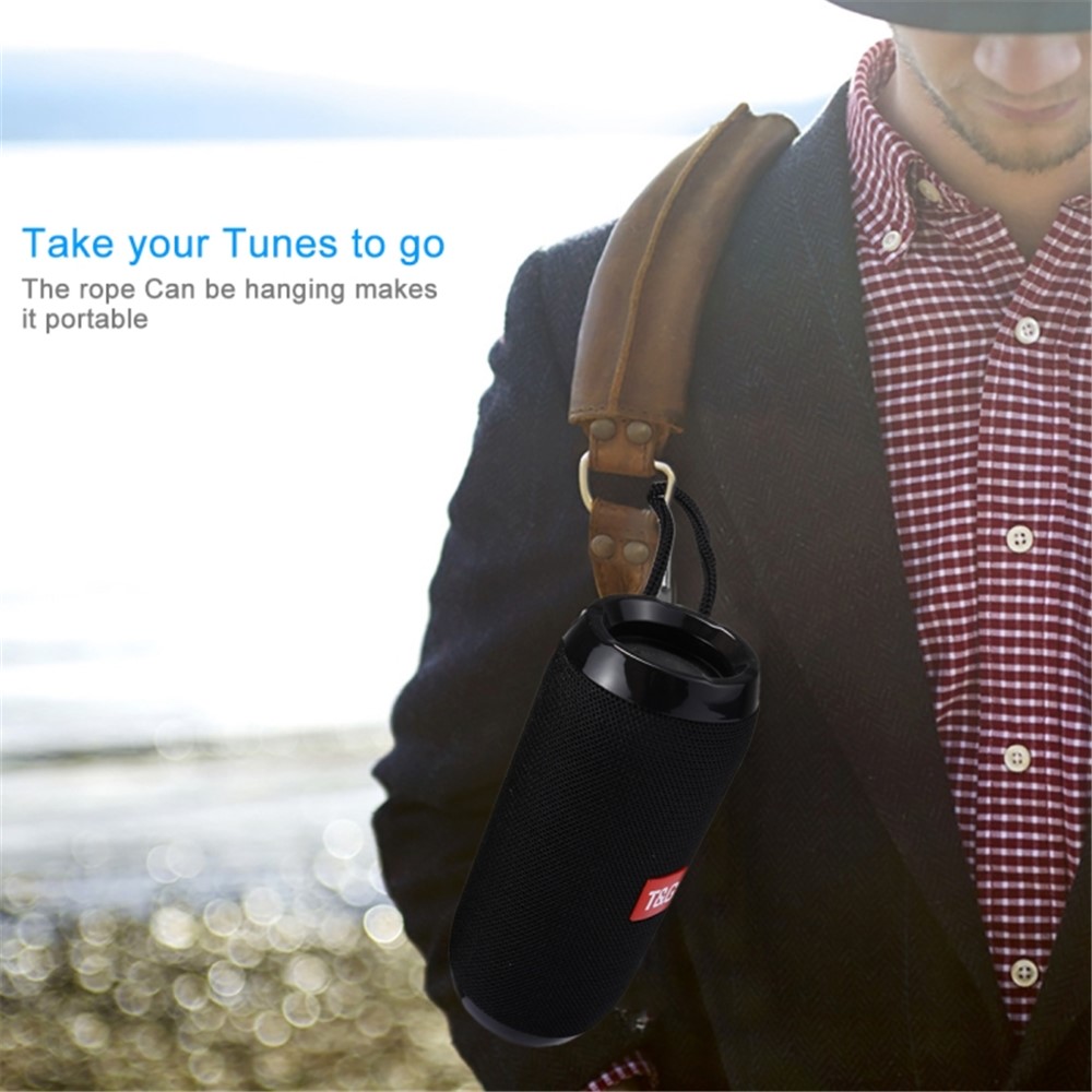 TG117 Tragbare Bluetooth Stereo Lautsprecher Mesh Oberfläche Wasserdichte Outdoor Lautsprecher Mit Mic Für Iphone X Etc. - Schwarz-8