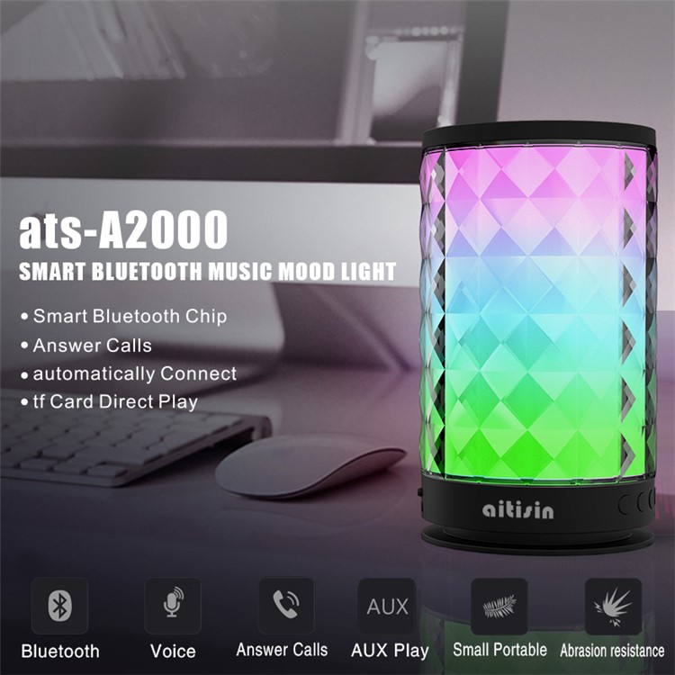A2000 Mini Portable Wireless Bluetooth Speaker with Colorful LED Light Support TF Card/Aux Input-1