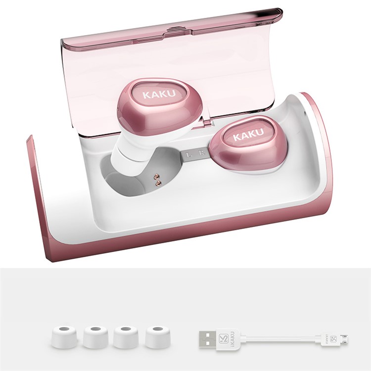 

KAKUSIGA Invisible Series Mini Wireless Bluetooth Headphone Headset with Charger Box for iPhone X/8/8 Plus - Rose Gold Color