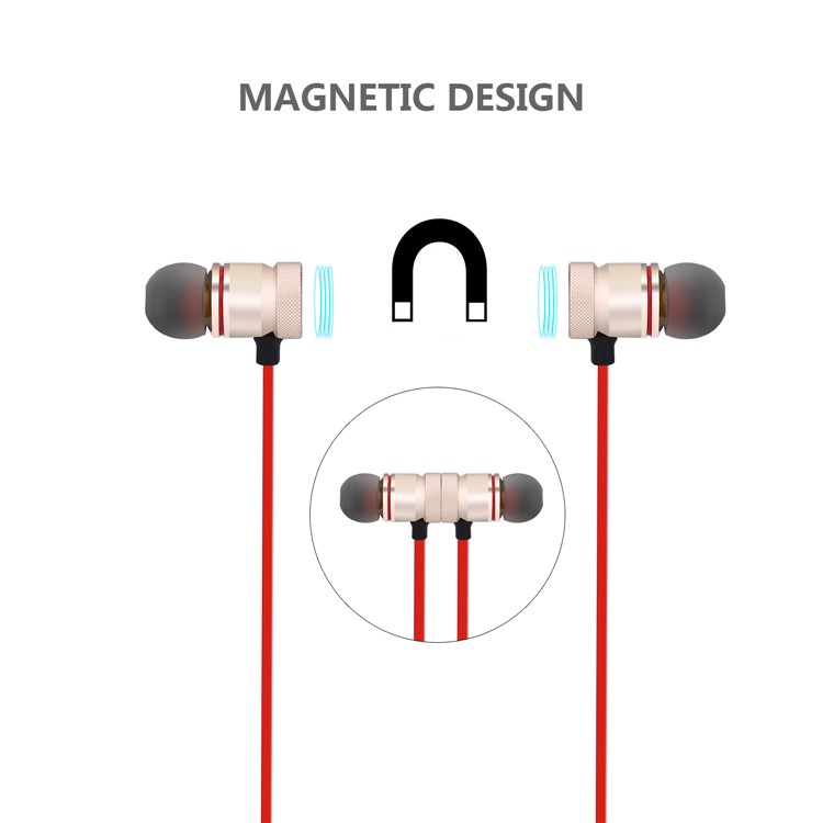 BTH-838 Magnetic In-ear Bluetooth Headphone Headset Support Hands-free Phone Calls for iPhone X/8/8 Plus etc. - Red-2
