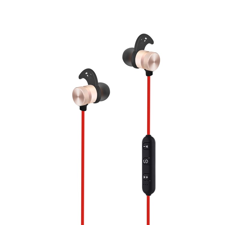 BTH-838 Magnetic In-ear Bluetooth Headphone Headset Support Hands-free Phone Calls for iPhone X/8/8 Plus etc. - Red-3