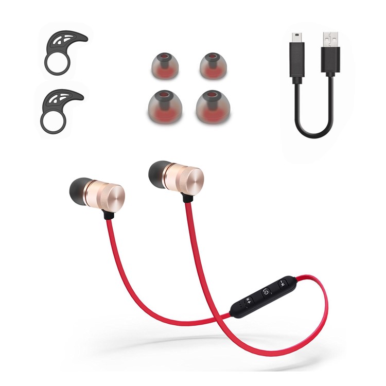 BTH-838 Magnetic In-ear Bluetooth Headphone Headset Support Hands-free Phone Calls for iPhone X/8/8 Plus etc. - Red-5