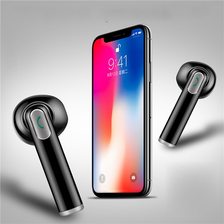 BTH-X8 TWS Mini Wireless Stereo Bluetooth Earphones with Charging Case Box - Black-2