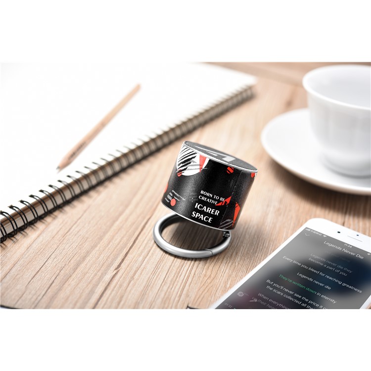 ICARER SPACE BF-120 Patterned Mini Portable Bluetooth V4.2 Speaker - Black / Red-10