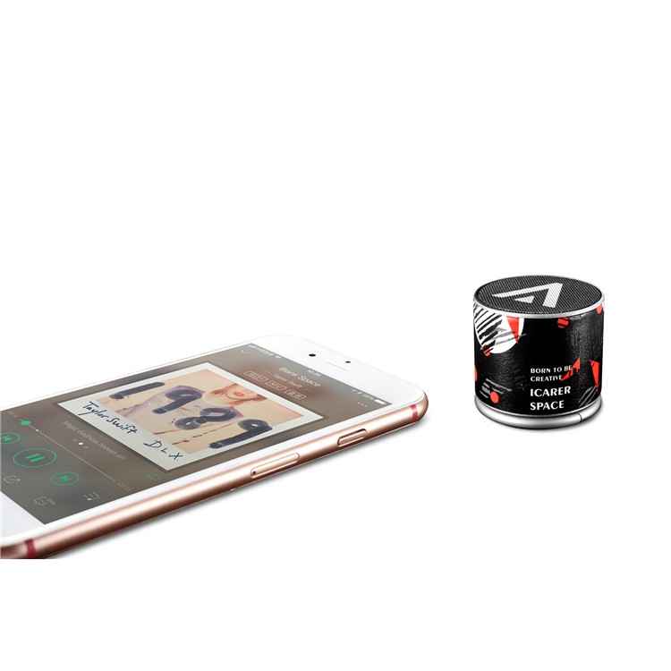 ICARER SPACE BF-120 Patterned Mini Portable Bluetooth V4.2 Speaker - Black / Red-12