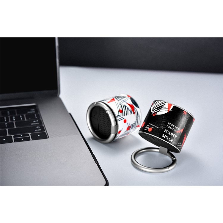 ICARER SPACE BF-120 Patterned Mini Portable Bluetooth V4.2 Speaker - Black / Red-18