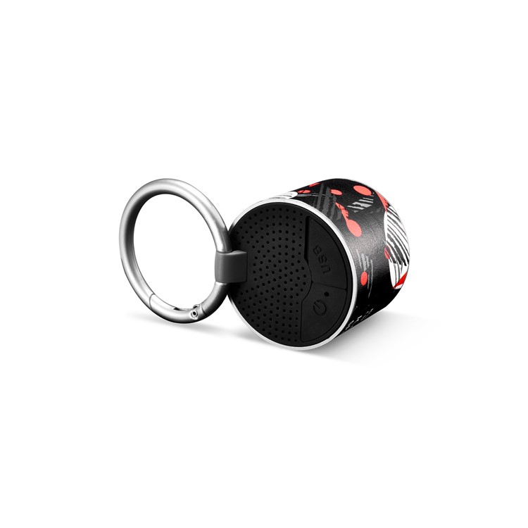 ICARER SPACE BF-120 Patterned Mini Portable Bluetooth V4.2 Speaker - Black / Red-4