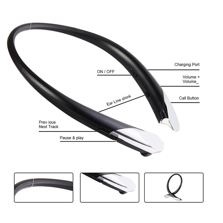 HX911 Neckband Bluetooth In-ear Sports Stereo Earphone with Microphone - Black-3