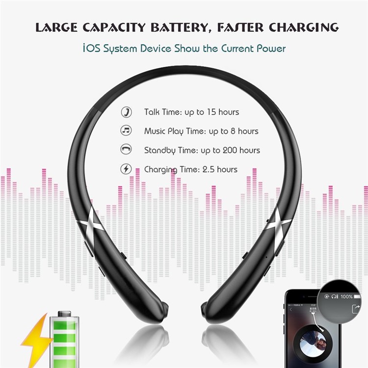 HX965 Neckband Bluetooth In-ear Sports Stereo Earphone with Microphone - Black-3