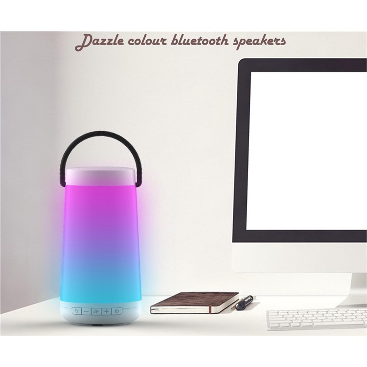 NR2000 Colorful Subwoofer Bluetooth Speaker with Mic Support FM/TF Card/Aux-in - White-7