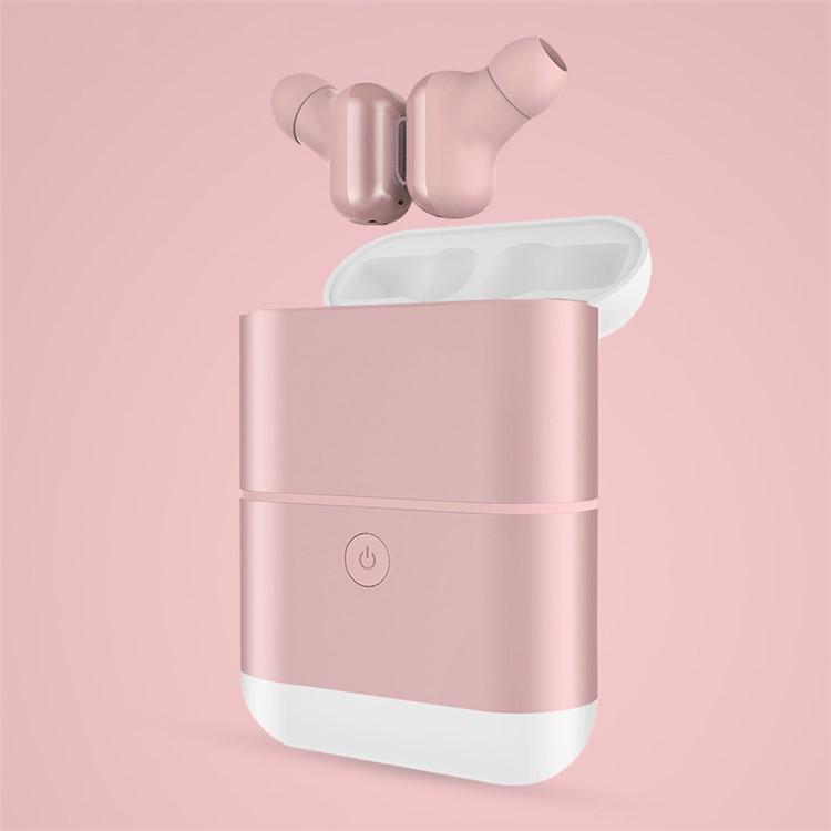 

X2 TWS Bluetooth Earphones Mini Wireless In Ear Headphones with Mic and 1600mAh Charging Cabin - Rose Gold Color