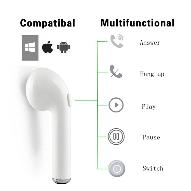 i7 TWS In-ear Wireless Bluetooth 4.1 Stereo Double Headphones with Charging Case for iPhone Samsung - White-7