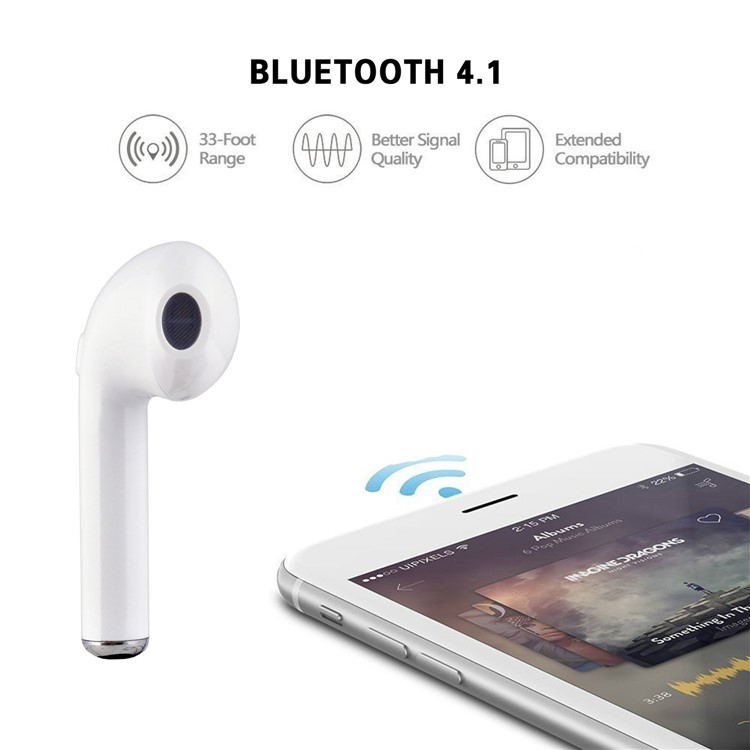 i7 TWS In-ear Wireless Bluetooth 4.1 Stereo Double Headphones with Charging Case for iPhone Samsung - White-8