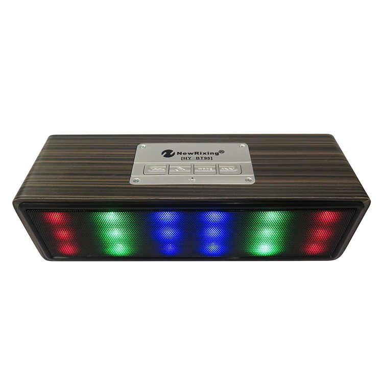 HYBT95 Cuboid Shape Wooden Bluetooth Music Speaker with LED Color Light for iPhone Samsung Etc. - Wood Pattern-1