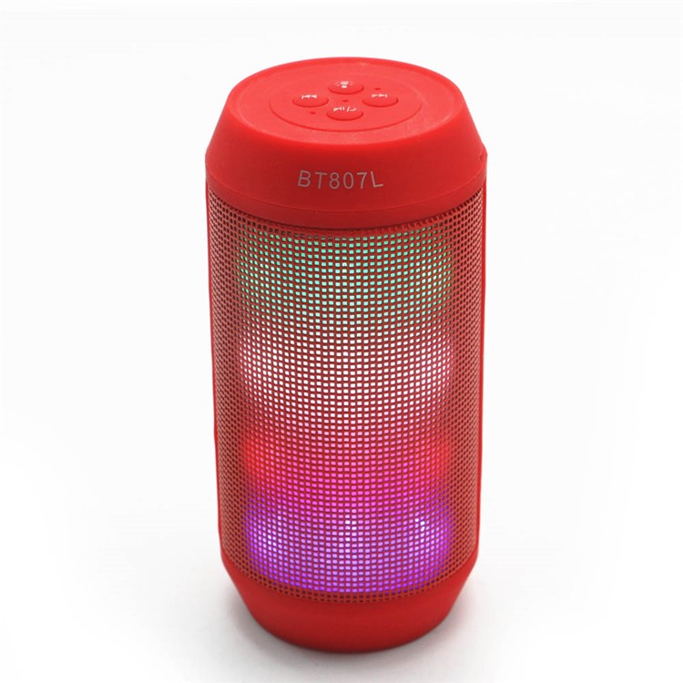 BT807L Portable LED Color Light Wireless Bluetooth Speaker with Mic - Red-1
