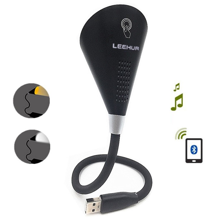 2-in-1 Dimmable Reading Light Lamp Wireless Bluetooth Speaker with USB Port - Black-5