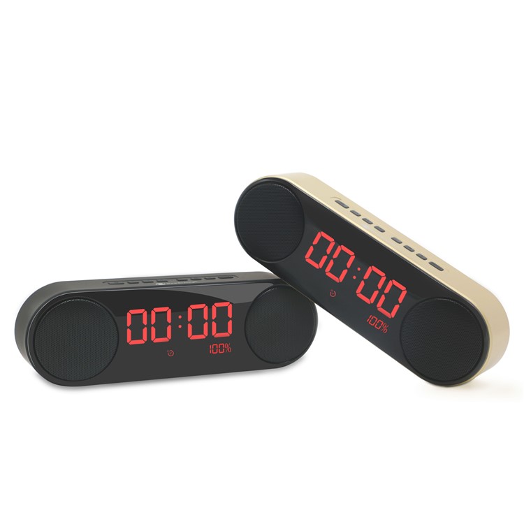 NR3014 Digital LED Display Clock Bluetooth 2.1 Speaker Support Aux-in/FM Radio/TF Card - Black-2