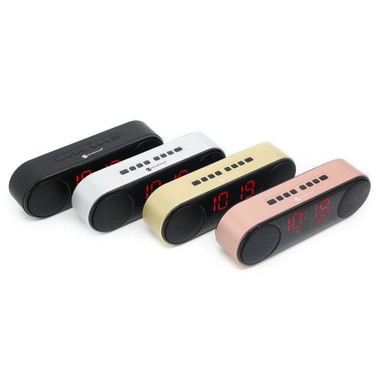 NR3014 Digital LED Display Clock Bluetooth 2.1 Speaker Support Aux-in/FM Radio/TF Card - Black-3