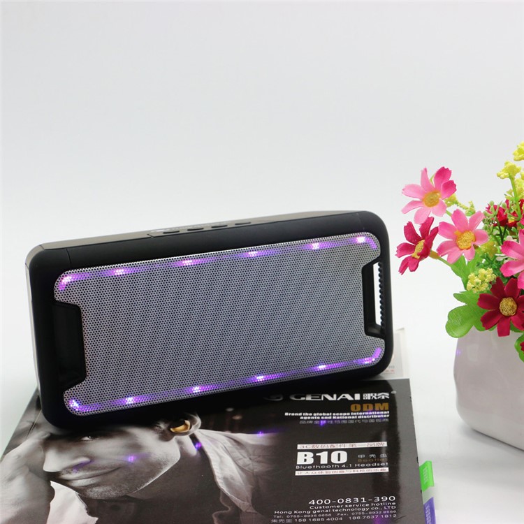 NR2011 Colorful LED Stereo Bluetooth Speaker with Mic Support TF Card / Aux-input / FM / U Disk - Black-2