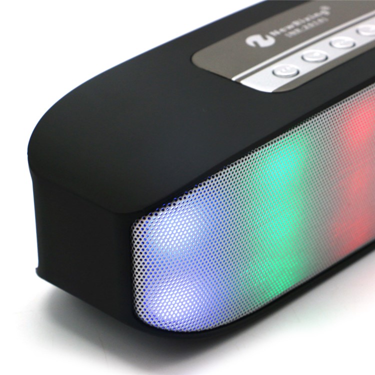 NR2014 LED Color Light Double Speaker Wireless Bluetooth Speaker with Mic - Black-2
