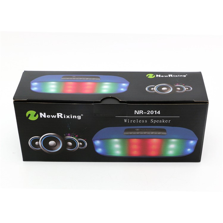 NR2014 LED Color Light Double Speaker Wireless Bluetooth Speaker with Mic - Black-4