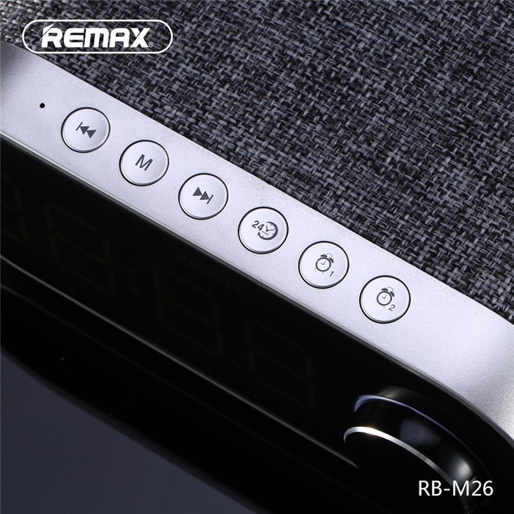 REMAX M26 Bluetooth Speaker with Alarm Clock Support FM/TF Card/Aux-in/U Disk - Black-3