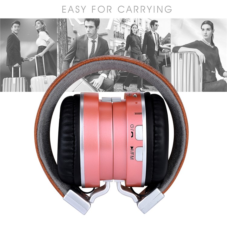 BTH-858 Foldable Over-ear Bluetooth 4.2 Earphone with TF Card Slot/Aux-in - Rose Gold-4