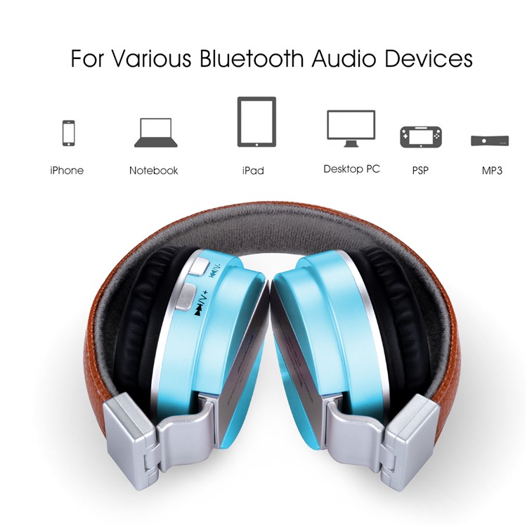 BTH-858 Lightweight Foldable Over-ear Bluetooth 4.2 Earphone with TF Card Slot/Aux-in - Blue-3