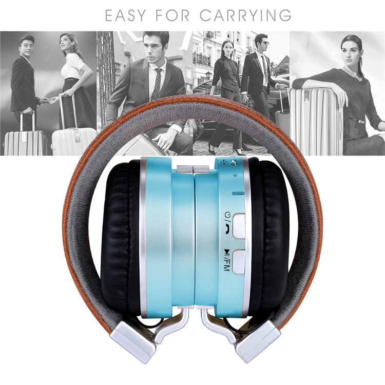 BTH-858 Lightweight Foldable Over-ear Bluetooth 4.2 Earphone with TF Card Slot/Aux-in - Blue-4