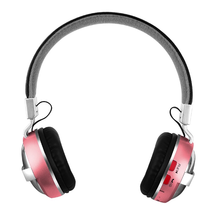 BTH-868 Foldable Over-ear Bluetooth 4.2 Earphone with TF Card Slot/Aux-in - Pink-2