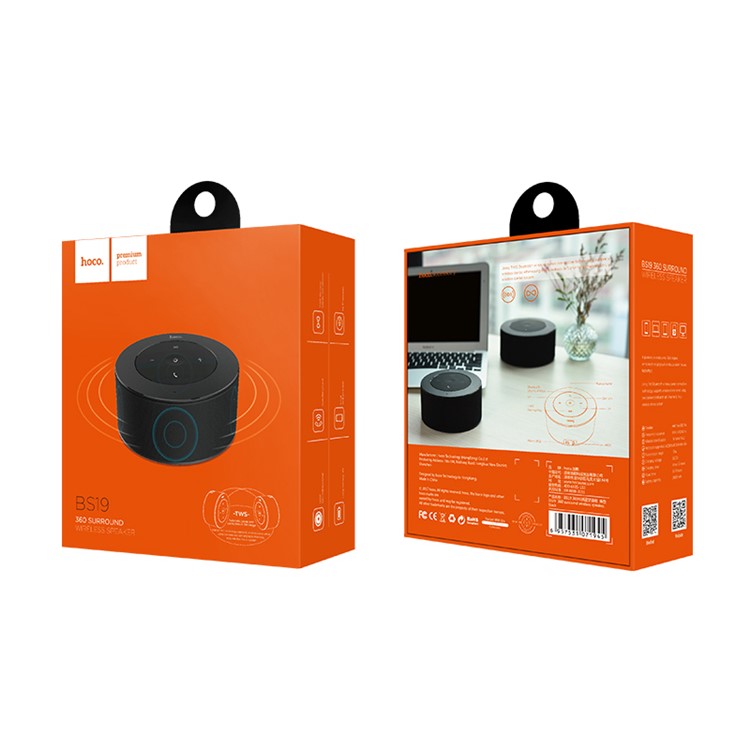 HOCO BS19 360 Surround Wireless Speaker with Mic/Aux-in - Black-8