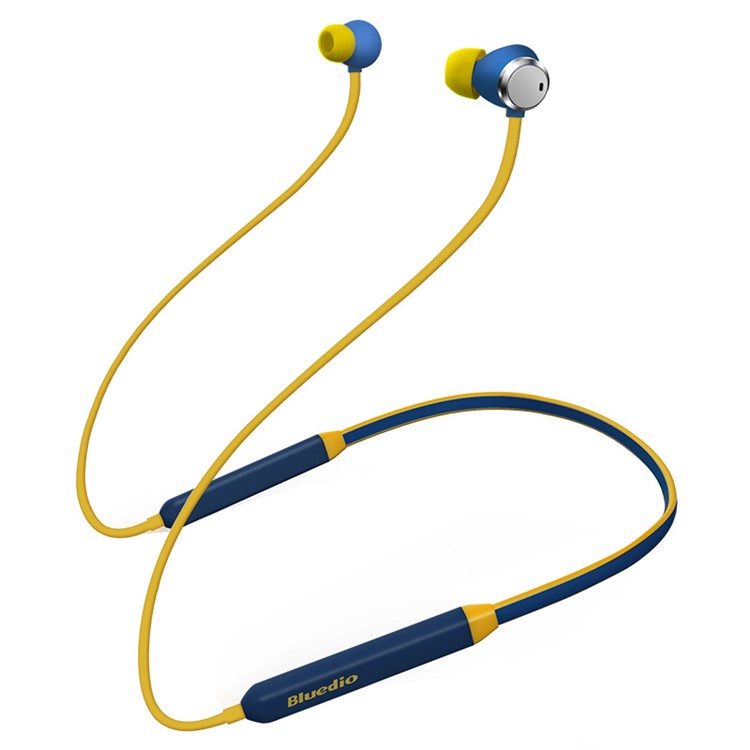 

BLUEDIO TN Активный Bluetooth V4.2 Шумоподавляющий Шейный Спортивный Стереогарнитура - Темно-синий / Желтый, iPhone X