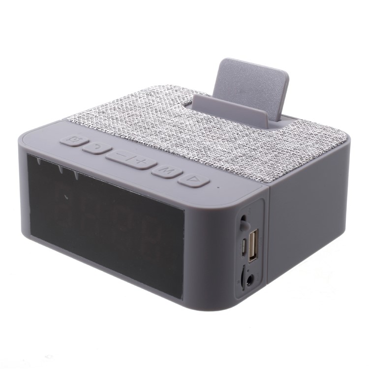 

X31 Cloth Coated Large LED Display Clock Bluetooth Wireless Speaker MP3 Player Support FM / TF Card / U Disk / Aux-in - Grey