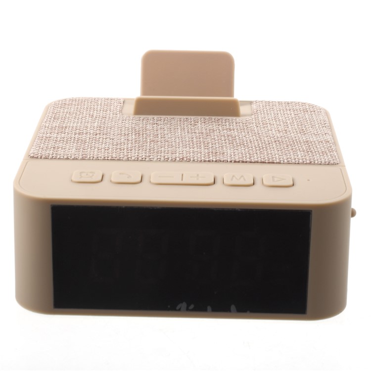 

X31 Cloth Coated Large LED Display Clock Bluetooth Speaker with Mic - Khaki