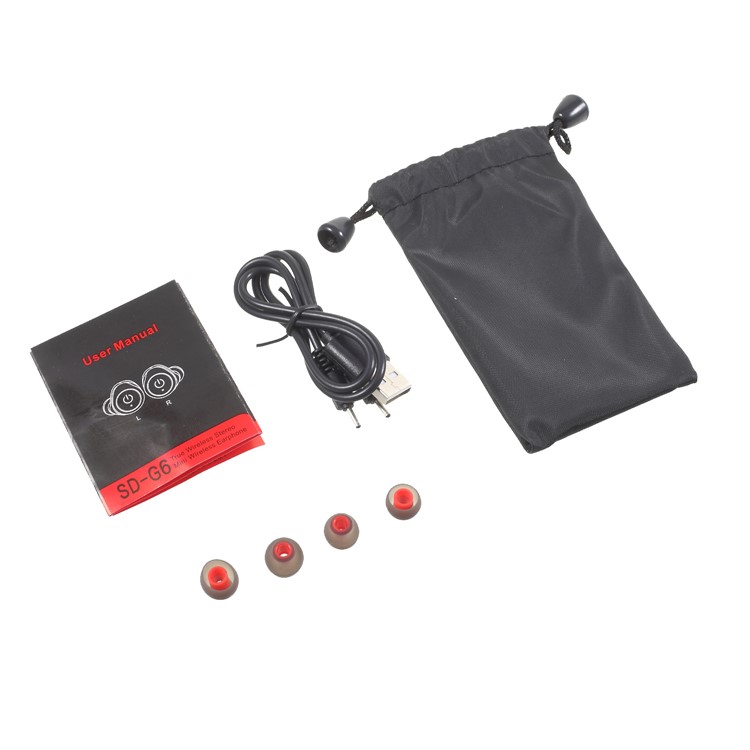 TWS G6 Double Stereo Wireless Bluetooth Mini In-ear Headphone - Black-6
