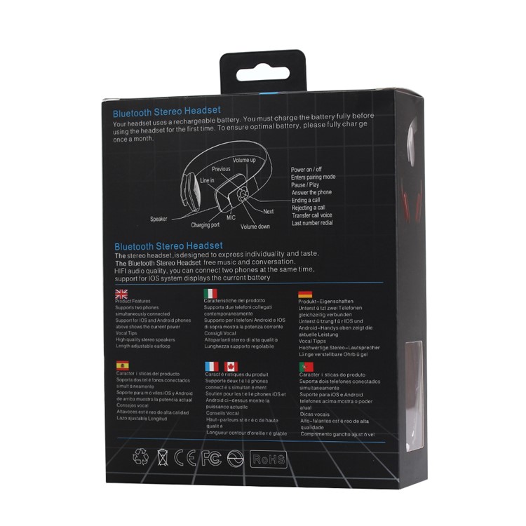 LC-8600 Adjustable Stereo Over-ear Bluetooth Earphone with Aux-in - Black-6