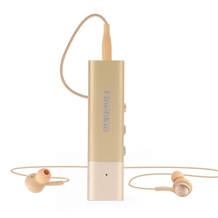 FINEBLUE W688 Collar Clip-on Bluetooth Earphone with 3.5mm Jack - Gold-1