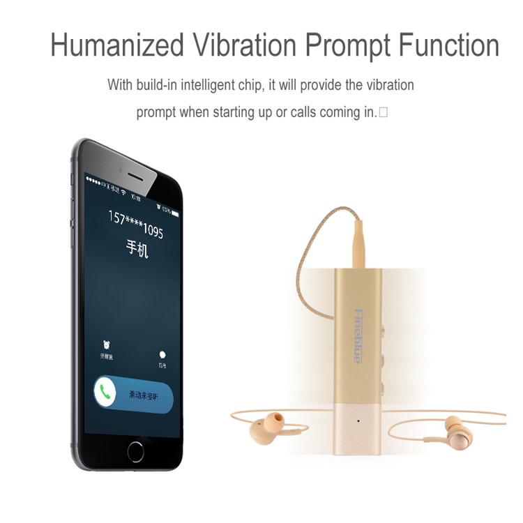 FINEBLUE W688 Collar Clip-on Bluetooth Earphone with 3.5mm Jack - Gold-3