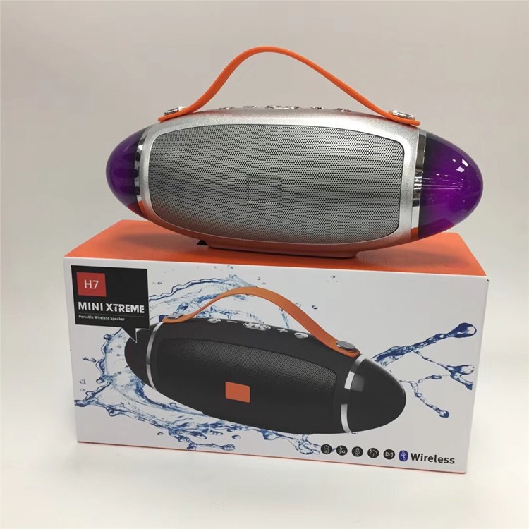 H7 Rugby Shape LED Double Speakers Wireless Bluetooth Speaker Support TF Card/Aux-in - Silver-2