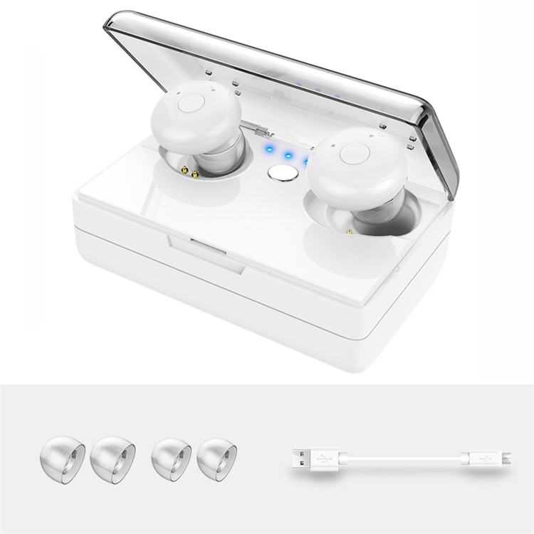 

JOYROOM E20 Беспроводной Мини-стерео Бинауральный Bluetooth-гарнитура Встроенный Микрофон С Зарядным Чехлом - Белый