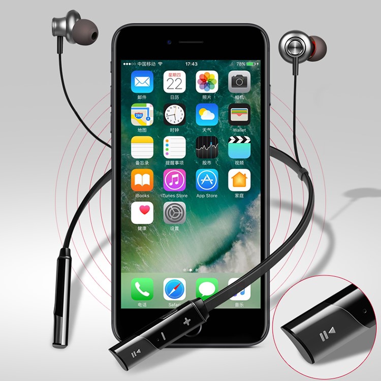 CSR8635 V4.2 Sports Stereo Wireless Magnetic Bluetooth Earphone with Microphone - Black-4