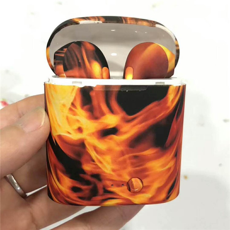 

Pattern Printing TWS Mini Wireless Bluetooth Earphones with Charging Case Box - Flame