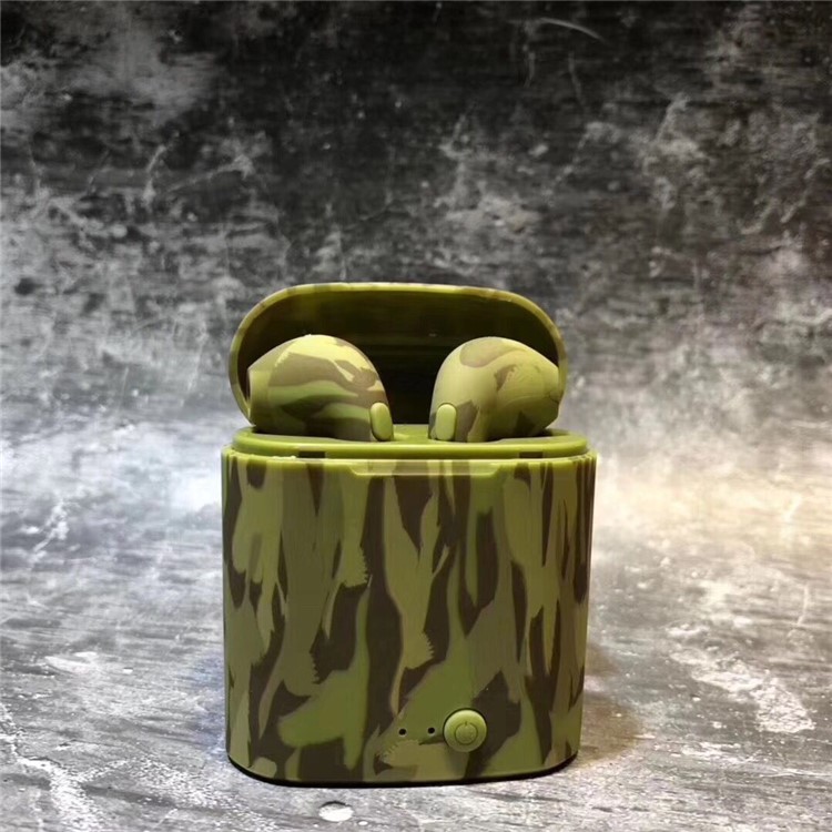 

Patterned TWS Mini Wireless Bluetooth Earphones with Charger Case Storage Box - Green Camouflage