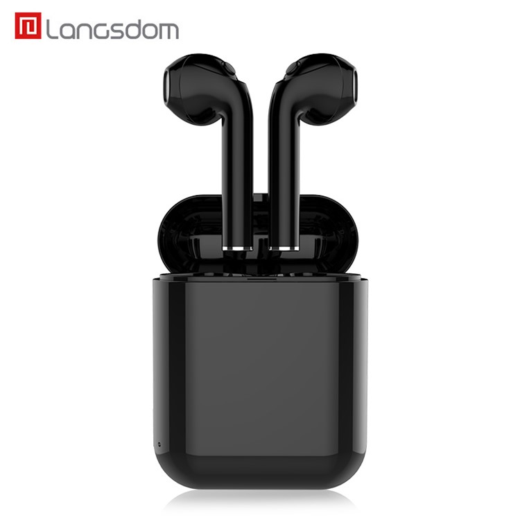 LANGSDOM T7A 1 Pair of T7A Earphones Bluetooth Wireless Stereo Music Handsfree Hifi Earphones for iPhone Samsung Huawei Etc. - Black-6