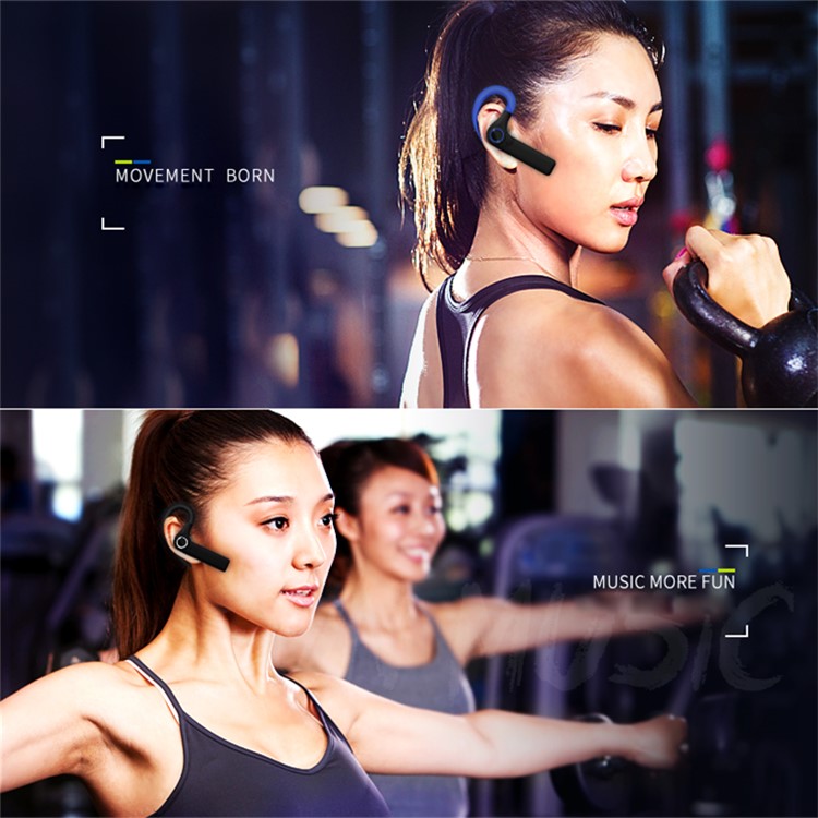 Single Ear-hook Bluetooth 4.1 Stereo Earphone with Mic for iPhone Samsung - Black-5