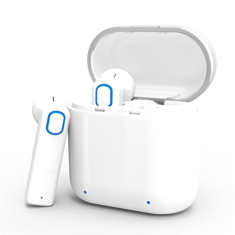 True Wireless Bluetooth 5.0 Double Earphones HiFi Headset + 500mAh Charge Case - White-7