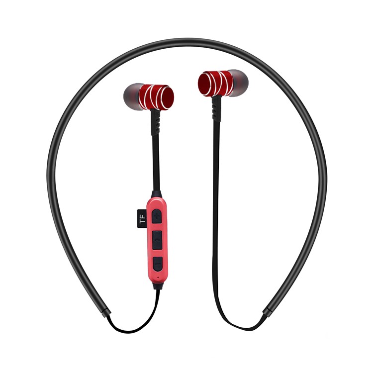 

ST-K1 In-ear Magnetic Wireless Bluetooth 4.2 Stereo Headphone with Mic Support TF Card for iPhone Samsung - Red