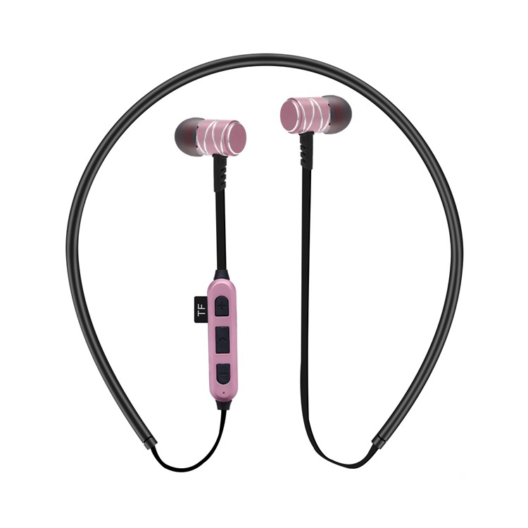 

ST-K1 In-ear Magnetic Wireless Bluetooth 4.2 Stereo Headset with Mic Support TF Card for iPhone Samsung - Rose Gold