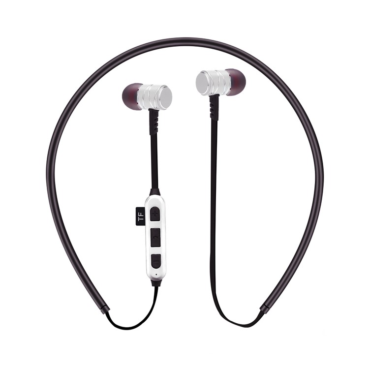 

ST-K1 Sports In-ear Magnetic Wireless Bluetooth 4.2 Stereo Headphone with Mic Support TF Card for iPhone Samsung - Silver
