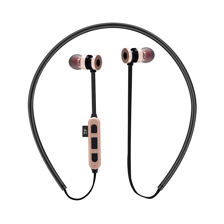 

ST-K2 Portable In-ear Magnetic Wireless Bluetooth 4.2 Stereo Earphone with Mic Support TF Card for iPhone Samsung - Gold